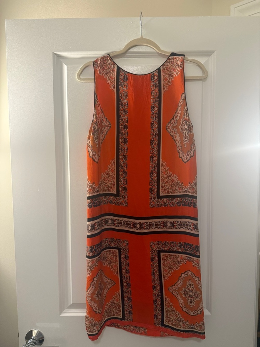 Anthropologie Maeve Sleeveless Orange Patterned Shift Dress